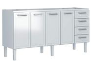 Gabinete de Cozinha Branco em Aço 192cm 4 Gavetas Apolo Flat Cozimax