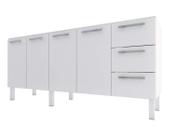 Gabinete de Cozinha Branco em Aço Montado 174cm 3 Gavetas Venus Flat Cozimax