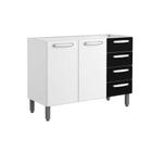 Gabinete de Cozinha Modulado Evidence 7026 2 Portas e 4 Gavetas s/ Tampo Branco/Preto - Bertolini