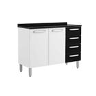 Gabinete de Cozinha Modulado Evidence 7126 2 Portas e 4 Gavetas c/Tampo Branco/Preto - Bertolini