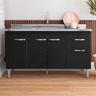 Gabinete de Pia Armário Gabriela 150cm Preto S/Tampo - AJL Móveis