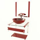 Gabinete de vidro 45cm it inox com cuba redonda - vermelho cereja