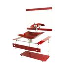 Gabinete De Vidro 60Cm It Inox Com Cuba Retangular Vermelho