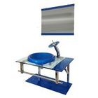 Gabinete de vidro 70cm iq inox com cuba chapéu redonda - azul escuro