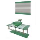 Gabinete de Vidro 80cm Inox com Cuba Redonda Verde - Cubas e Gabinetes