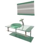 Gabinete de vidro 90cm iq inox com cuba chapéu redonda - verde