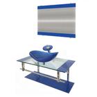 Gabinete de vidro 90cm iq inox com cuba oval - azul escuro