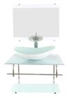 Gabinete de vidro inox para banheiro 60cm oval mármore branco