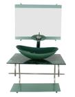 Gabinete de vidro inox para banheiro 60cm oval mármore verde
