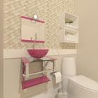 Gabinete de vidro para banheiro 40cm inox rosa com torneira - CUBAS E GABINETES