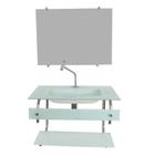 Gabinete de vidro para banheiro cuba acoplada 60cm inox branco - Cubas e Gabinetes