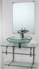 Gabinete de vidro para banheiro inox 60cm cuba abaulada incolor - Cubas e Gabinetes