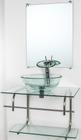 Gabinete de vidro para banheiro inox 60cm cuba redonda incolor