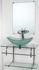 Gabinete de vidro para banheiro inox 70cm cuba oval chanfrada incolor