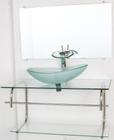 Gabinete de vidro para banheiro inox 80cm cuba oval incolor