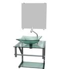 Gabinete de vidro verde 40cm ac com cuba quadrada