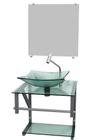 Gabinete de vidro verde 40cm ac com cuba quadrada