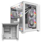 Gabinete Forcefield Mid Tower Branco White Ghost Gamer Suporta Water Cooler e 9 Fans Com Lateral/Frente de Vidro Temperado - Pcyes