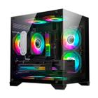 Gabinete Gamer Aquario, Hayom, GB1790, 4x Fans RGB, Vidro Temperado, Micro-ATX, Mini-ITX - Preto