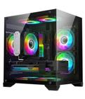 Gabinete Gamer Aquario Hayom Preto GB1790 com 4 Fans RGB