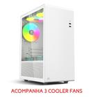 Gabinete Gamer C3Tech Mt-G200Wh Com 3 Coolers Fans S/Fonte