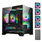 Gabinete Gamer Com 4 Fans Inclusas Para Water Cooler Rgb Tampa Vidro