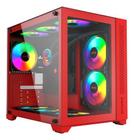 Gabinete gamer cubo forcefield red magma frontal e lateral em vidro pcyes - gffrmp