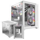 Gabinete Gamer Forcefield Branco White Ghost Suporta Water Cooler e 9 Ventoinhas Com Vidro Temperado Mid Tower