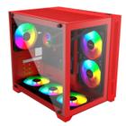Gabinete Gamer Forcefield Red Magma - Frontal e Lateral Em Vidro - Pcyes - Gffrmp