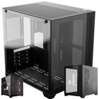 Gabinete Gamer Forcefield Vulcan Pcyes Black com Design Robusto, Painel Frontal e Lateral em Vidro Temperado, USB 3.0 e Suporte Avançado para Placas de Vídeo e Water Coolers