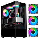 Gabinete Gamer Hayom Preto ATX RGB Vidro C/ 3 FANS GB1792