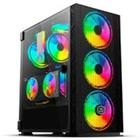 Gabinete gamer husky polar, mid tower, argb, com fan, porta em vidro t