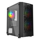 Gabinete Gamer Liketec Revolution Dark, Mid Tower, Vidro Tempero, Sem Fonte, Com 3 Fans RGB, Preto