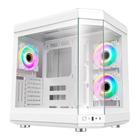 Gabinete Gamer Liketec Unreal Snow, Cube Desing, Mid Tower, Vidro Temperado, Sem Fonte, Sem Fans, Branco