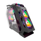 Gabinete Gamer Pixxo Gs Preto Rgb C/ Fans Lateral Vidro - Htlk6s23r6