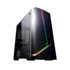 Gabinete Gamer RGB Mid Tower Lateral Janela de Acrílico Fita LED RGB Frontal Preto MIni ITX