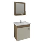 Gabinete Iris MGM 44cm para Banheiro com Espelheira - Amêndoa/Off White