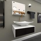 Gabinete Para Banheiro 50 cm Fresno Negro Modelo Madri