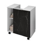 Gabinete Para Banheiro 55cm 1 Porta Com Rodízios Pequin Branco/Nero - Bechara