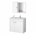 gabinete para banheiro com cuba com espelho suspenso 3 portas com prateleira altura 54 cm cor branco