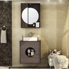 Gabinete para Banheiro com Espelheira com LED e Cuba Florença Móveis Bosi Ameixa/Gris Montano