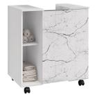 Gabinete Para Banheiro Com Porta e Rodízios Branco/Carrara Pequin - Bechara