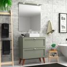 Gabinete para Banheiro com Tampo Cuba e Espelheira 80cm Retro Mdf Verde Milano - On Móveis