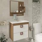 Gabinete Para Banheiro Lírio 59 Cm Com Espelho De Banheiro MGM Móveis Amendoa/Branco