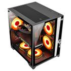 Gabinete Preto Cubo Gamer Mid Tower mini-ITX mATX Aço e Vidro 350x270x350mm Clanm Grodd