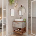 Gabinete Suspenso Banheiro Mari 60cm com Cuba e Espelheira Lua Espresso Móveis Cimento