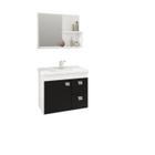 Gabinete Toucador Armário P/ Banheiro Branco e Preto Hortência Mgm 55cm