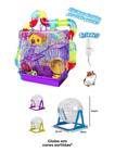 Gaiola Hamster 3 Andares Tubo Luxo Lilás + Globo + Bebedouro - Jel Plast