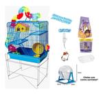 Gaiola Hamster Azul Com Base Banho Globo Torta + Bebedouro