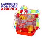 Gaiola Hamster Com Casa Grande 3 Andares Tubos - Vermelho - Jel Plast